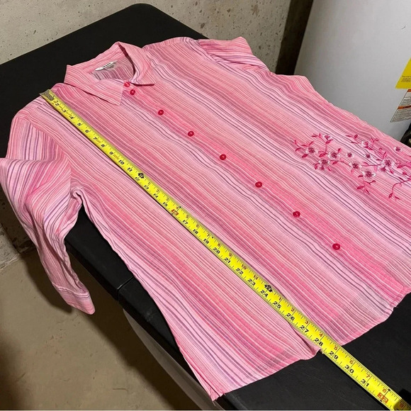 ALIA Women NWT Missy Sz 18 3/4 Sleeve Button Front Collared Career Shirt Stripes - Picture 11 of 11